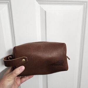 Indian Motorcycle Leather shaving or makeup bag with Indian Logo